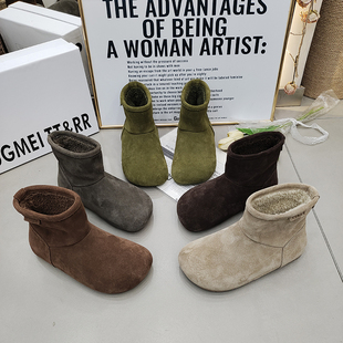 2025冬季 磨砂皮加绒女短靴套筒圆头保暖鞋 百搭 雪地靴正品 TTRR经典