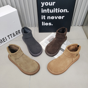 复古厚底保暖女短靴2025 雪地靴加绒后拉链高帮勃肯鞋 TTRR正品 经典