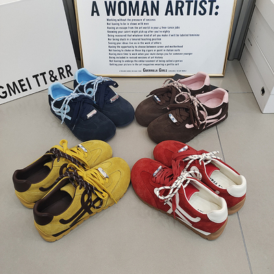 TTRR真皮德训鞋拼接绑带韩版休闲