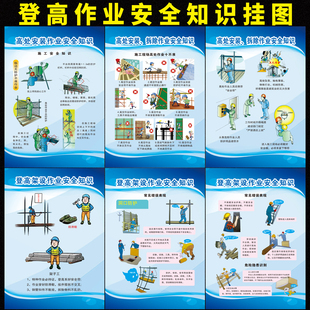 高处安装作业安全挂图登高作业安全常识海报建筑工地安全警示标语