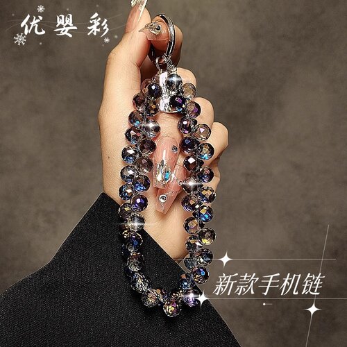 高级感水晶水滴手机链短款挂件