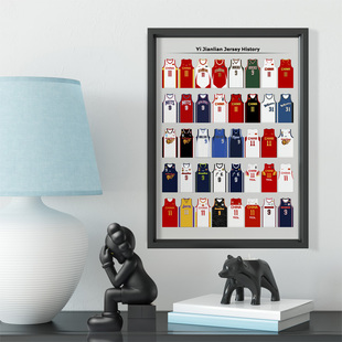 易建联职业生涯球衣款相框广东宏远照片墙中国男篮卧室客厅桌摆件