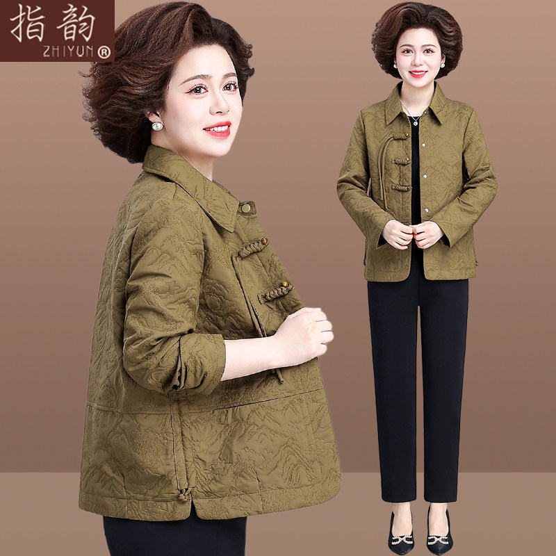 新品中年妈妈春装外套2026新款洋气中老年女春秋短款风衣国风夹克