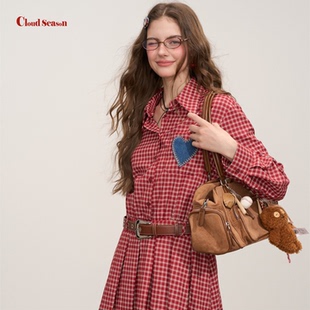 长袖 连衣裙 早春连衣裙2026年新款 CLOUDSEASON格子连衣裙巨好看