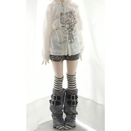 仅娃衣】适用于BJD4分6分40cm30cm男女娃衣亚系萌感灰蓝色套装5点