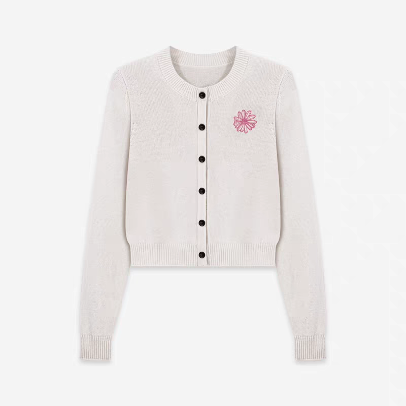 Mardi雏菊刺绣毛衣小众轻奢25秋新款高级感软糯羊毛休闲针织开衫