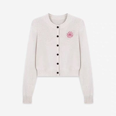 Mardi雏菊刺绣毛衣小众轻奢25秋新款高级感软糯羊毛休闲针织开衫