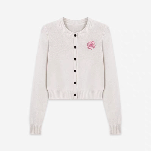 Mardi雏菊刺绣毛衣小众轻奢25秋新款高级感软糯羊毛休闲针织开衫