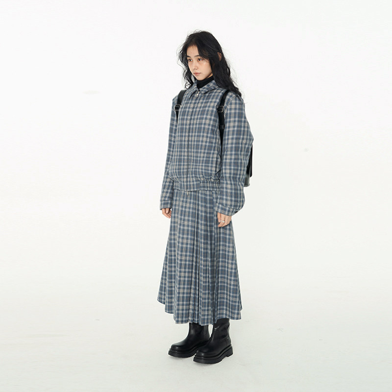 DOSORDONTS 蓝色格纹Polo领白鸭绒羽绒服外套复古上衣2025秋冬女,女装/女士精品,羽绒服,淘宝优惠券,粉丝福利购,淘宝优惠卷