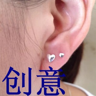 99足银小爱心耳钉迷你爱心耳钉 银子养耳朵一对价格