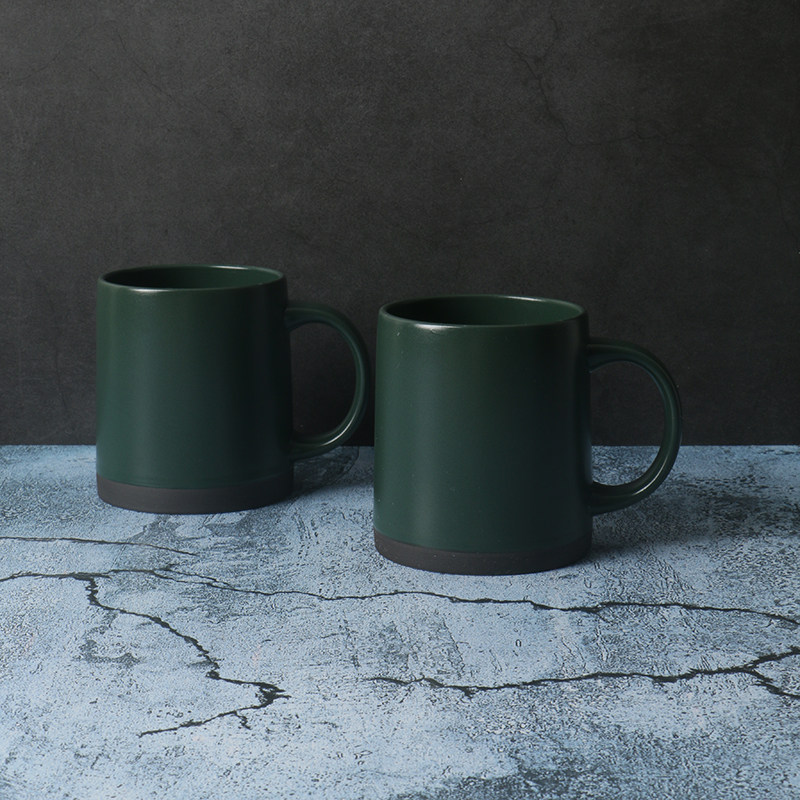 陶瓷孤品墨绿色哑光磨砂马克杯