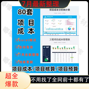 工程项目成本核算预算excel表格项目收支成本利润计算分析管理表