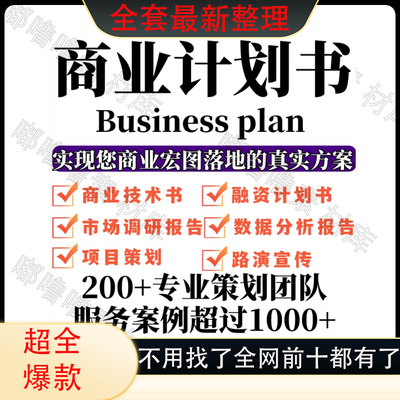 商业计划书市场分析报告数据调研可行性融资项目策划投资