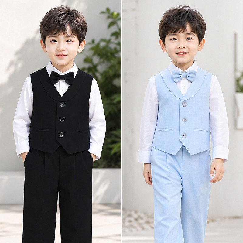 男童西装马甲套装秋季花童礼服
