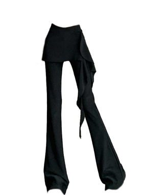 秋季新款胖妹妹大码休闲运动微喇裤独特设计可拆卸屁帘裤子两件套