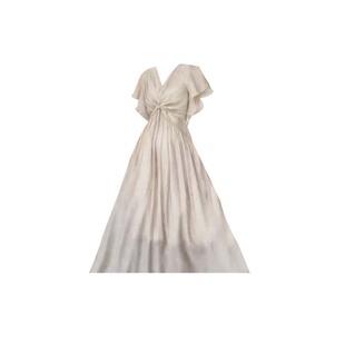 法式 气质收腰显瘦a字长裙 设计感V领交叉连衣裙女简约小众别致时尚