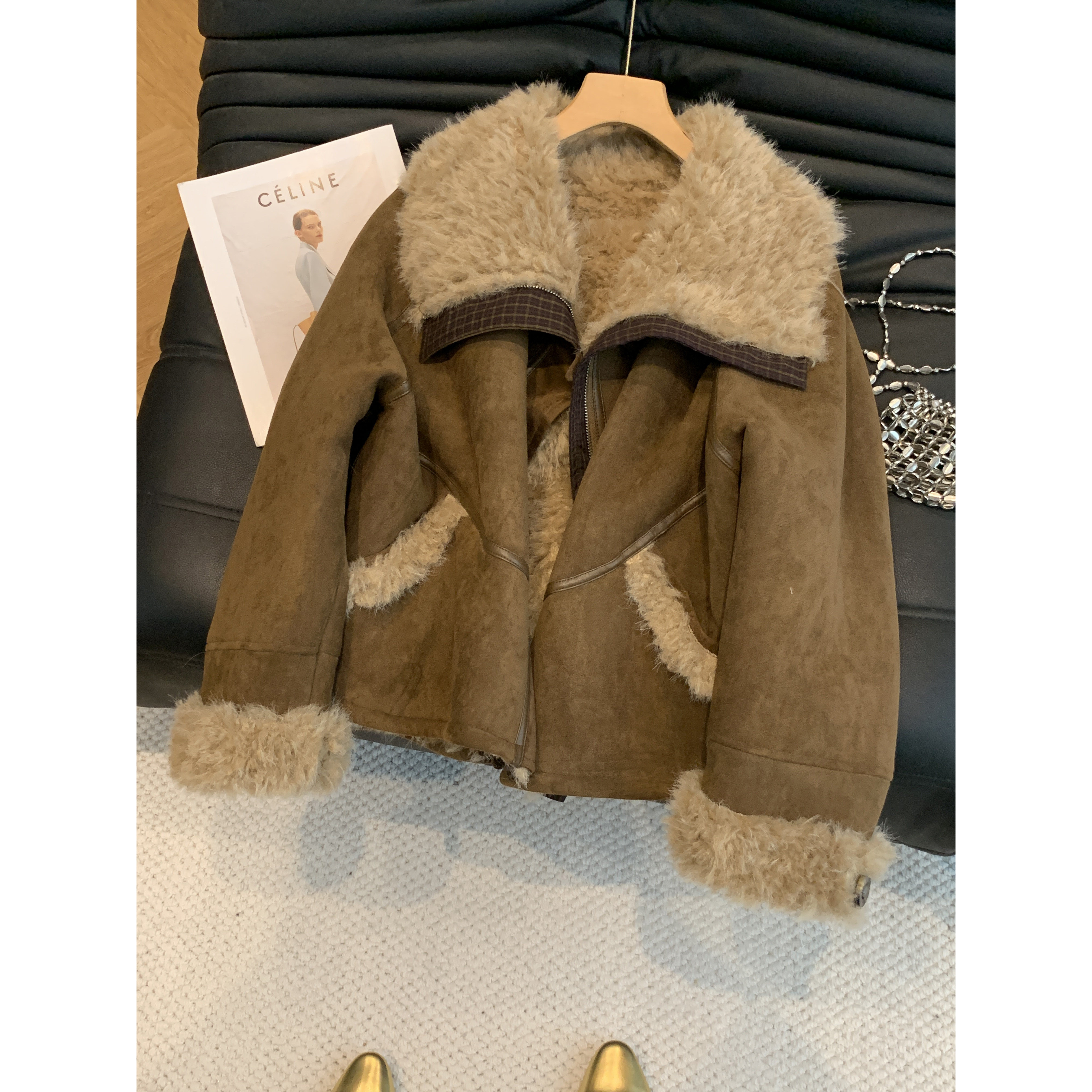 大码胖mm美拉德风气质羊羔毛皮毛一体加厚外套女冬季宽松显瘦大衣,女装/女士精品,短外套,淘宝优惠券,粉丝福利购,淘宝优惠卷