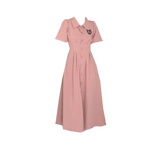 学院风衬衫连衣裙女夏季显瘦长裙
