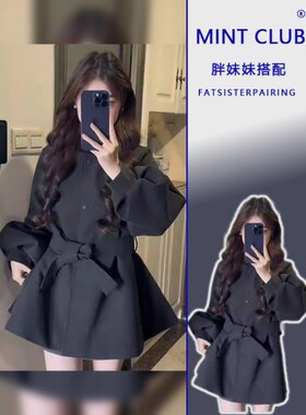 保暖气质圆领系带收腰毛呢外套女
