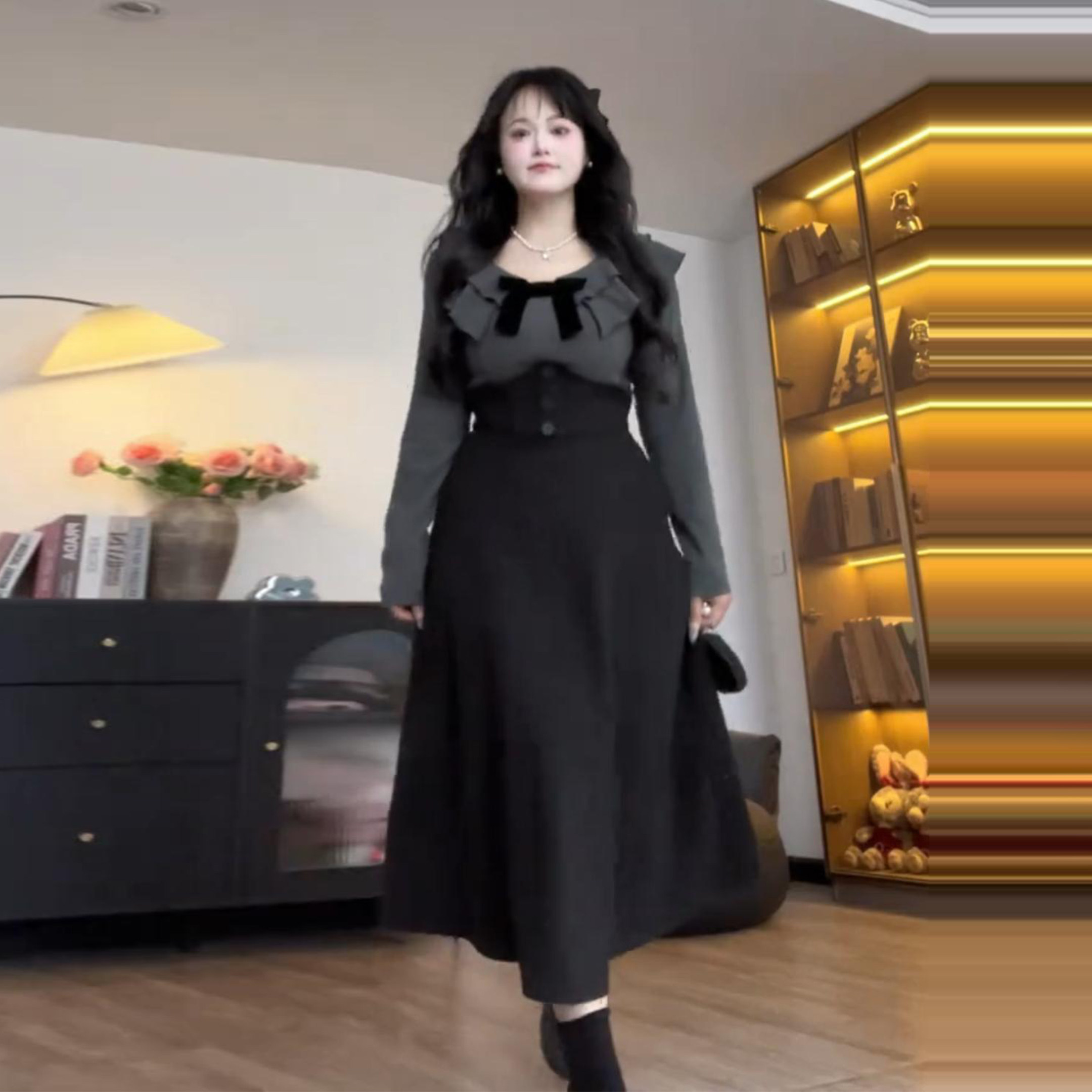 大码胖mm学院风气质连衣裙女春季显瘦针织上衣束腰半身裙两件套装,女装/女士精品,时尚套装,淘宝优惠券,粉丝福利购,淘宝优惠卷