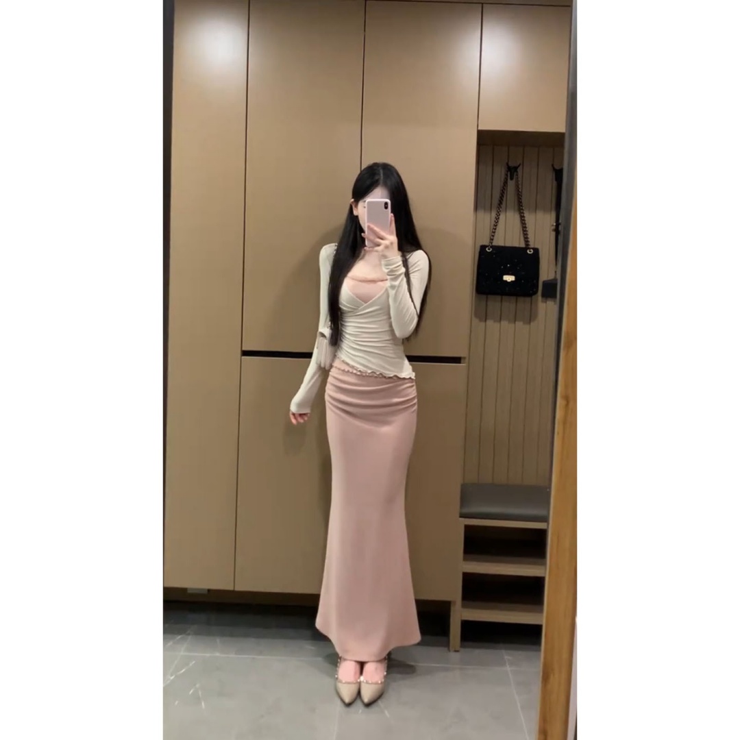 大码胖mm轻熟优雅风收腰上衣套装女装秋季修身显瘦半身裙时尚套装