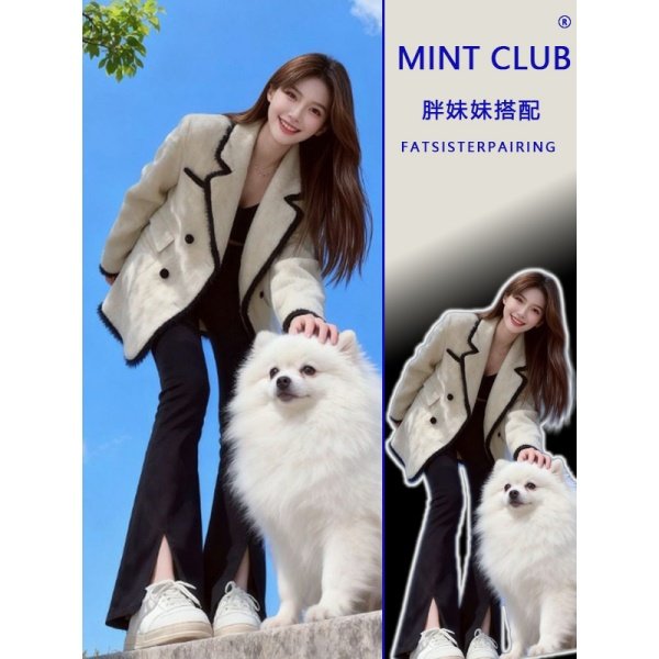 大码胖mm法式高级感加厚长袖毛呢外套女春季时尚气质呢子西装大衣,女装/女士精品,毛呢外套,淘宝优惠券,粉丝福利购,淘宝优惠卷