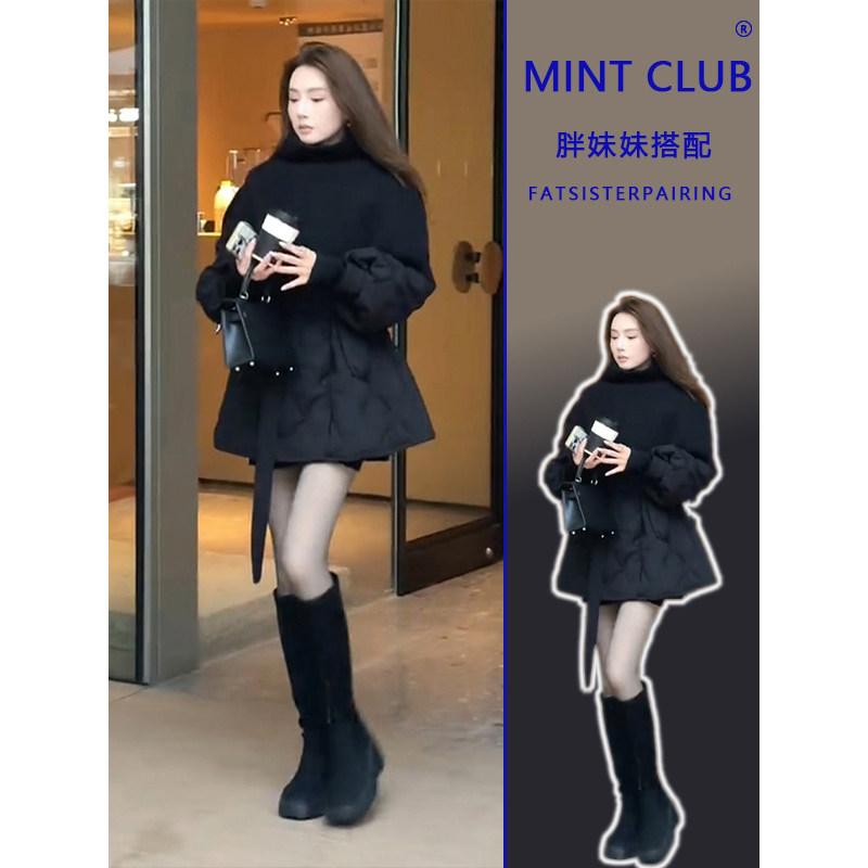 大码轻奢风保暖穿搭套装女胖妹妹收腰菱格棉服围巾针织披肩两件套,女装/女士精品,时尚套装,淘宝优惠券,粉丝福利购,淘宝优惠卷