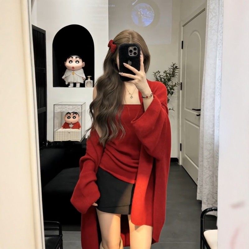 大码胖妹妹氛围感穿搭毛衣上衣套装女春季针织开衫抹胸背心两件套,女装/女士精品,时尚套装,淘宝优惠券,粉丝福利购,淘宝优惠卷