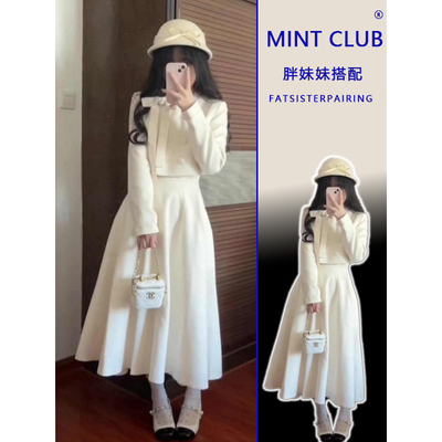 法式气质短款上衣高腰半身裙套装