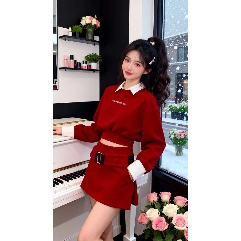 大码胖妹妹减龄百搭上衣半身裙套装女春季时尚穿搭卫衣短裙两件套,女装/女士精品,时尚套装,淘宝优惠券,粉丝福利购,淘宝优惠卷