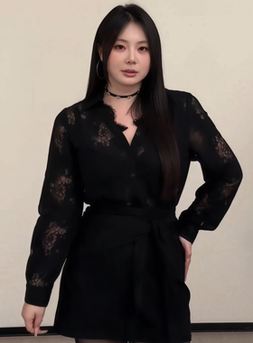 大码胖mm韩式高级感纯欲风黑色长袖连衣裙女秋季新款时尚气质裙子