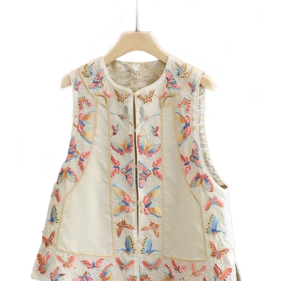 国风蝴蝶重工刺绣马甲背心