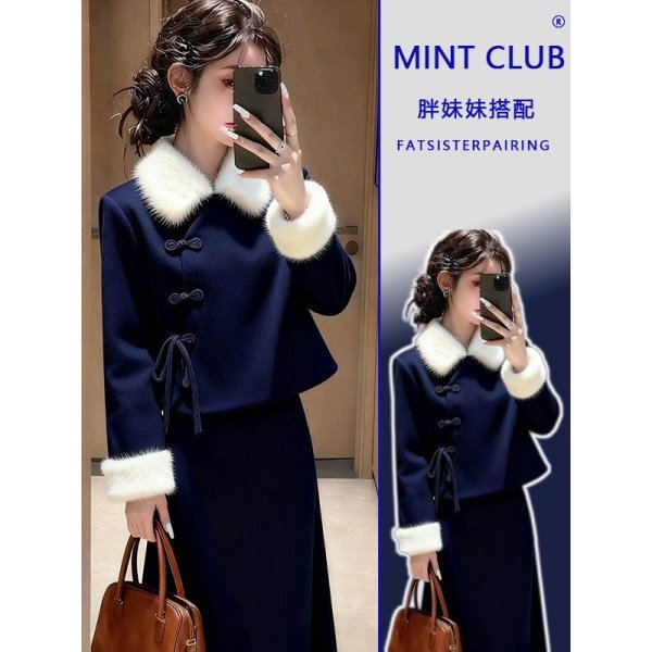 大码胖mm新中式复古穿搭套装女装春季新款斜襟盘扣上衣半身裙套装,女装/女士精品,时尚套装,淘宝优惠券,粉丝福利购,淘宝优惠卷