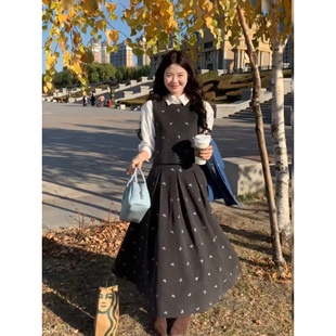 胖mm韩式 简约通勤套装 高级感长袖 马甲半身裙三件套女秋季 衬衫 大码