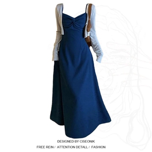 显瘦套装 温柔风收腰吊带连衣裙女防晒开衫 潮 胖mm冰川美人法式 大码