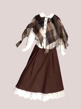 大码胖mm韩系小众套装秋季不规则斗篷针织毛衣高腰半身裙两件套女