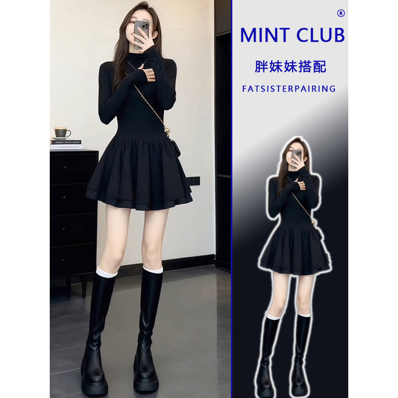 大码轻熟风富家千金穿搭连衣裙女