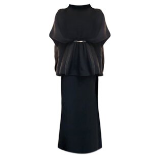 气质斗篷高领显瘦毛衣外套女春秋连衣裙套装 胖妹妹高级感韩版 大码