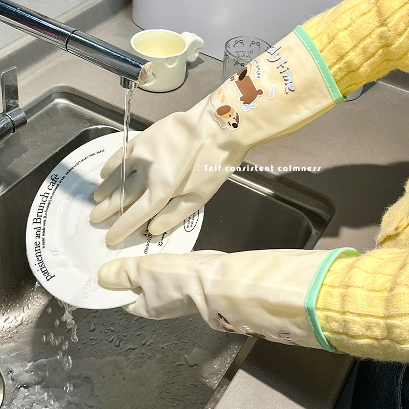 洗碗手套家务厨房清洁加厚耐用防水洗菜刷碗一体式洗衣服防冻手