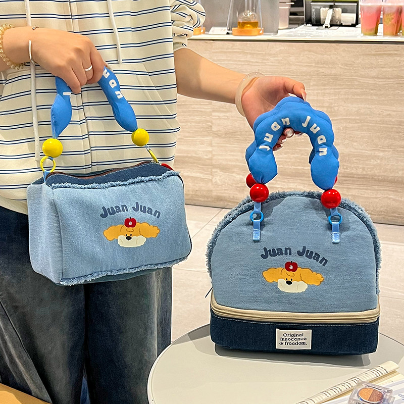 牛仔饭盒包女2025新款通勤便当袋上班族手拎饭盒袋保温保冷餐包,收纳整理,饭盒袋,淘宝优惠券,粉丝福利购,淘宝优惠卷