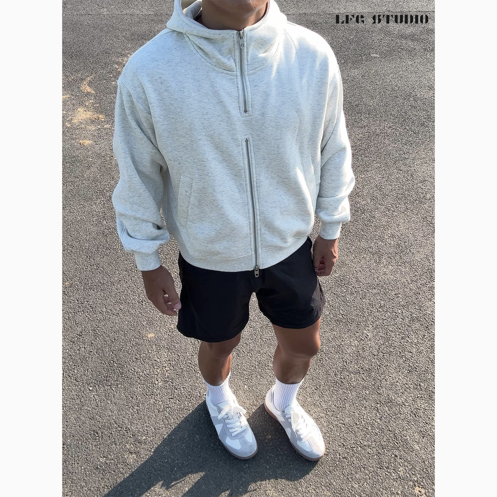 LFG 火焰一体绒双拉链连帽卫衣25冬季新品美式街头短款外套