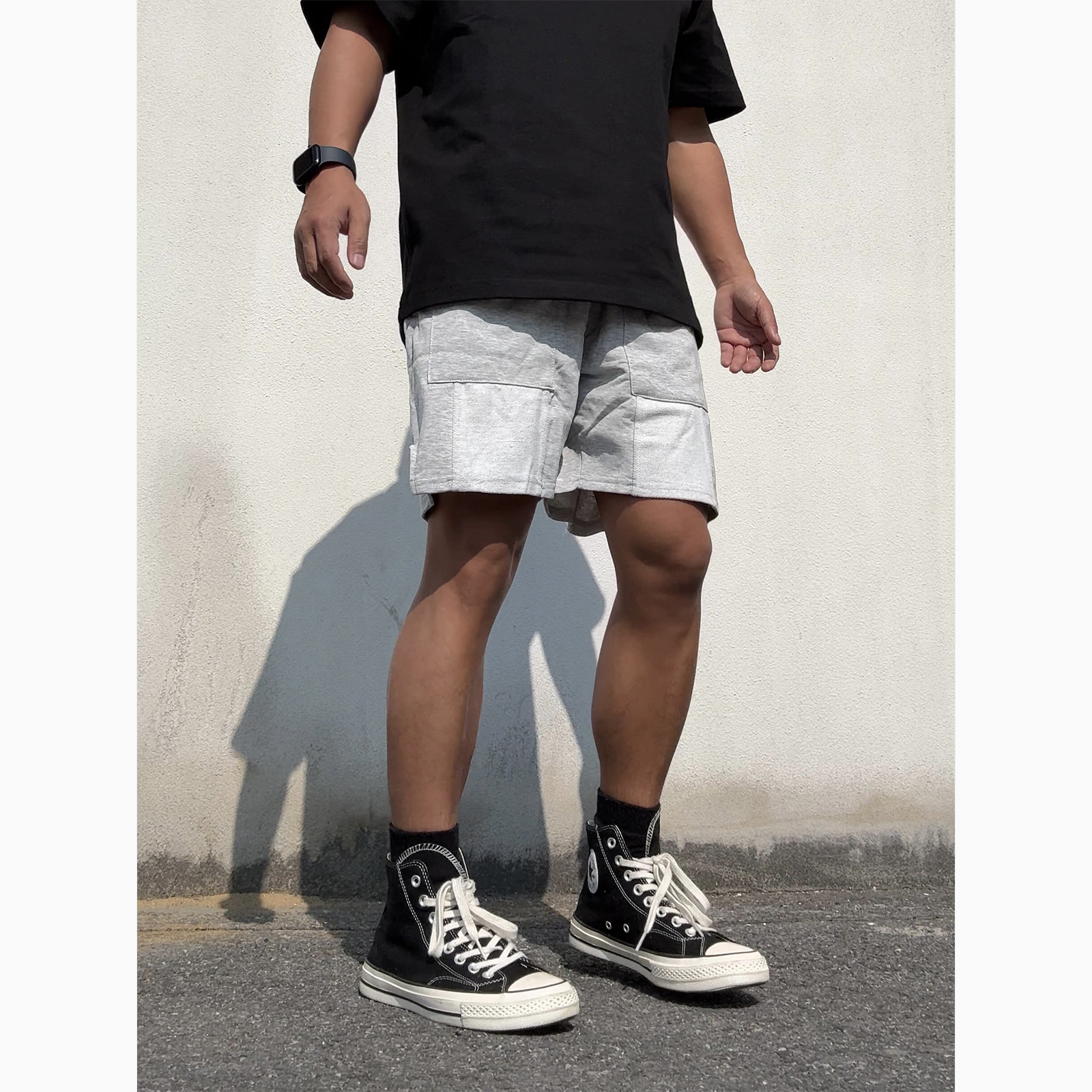 LFG 夏季男士运动短裤韩版潮牌毛圈布工装男多口袋吸汗透气五分裤