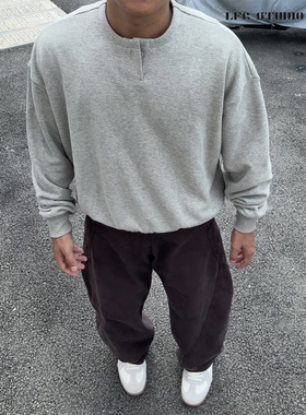 LFG FOG亨利领卫衣25秋季新品boxy宽松高街纯色保暖男式上衣