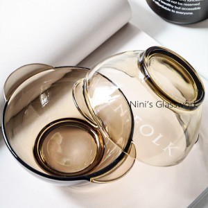 北欧茶色玻璃碗米饭碗