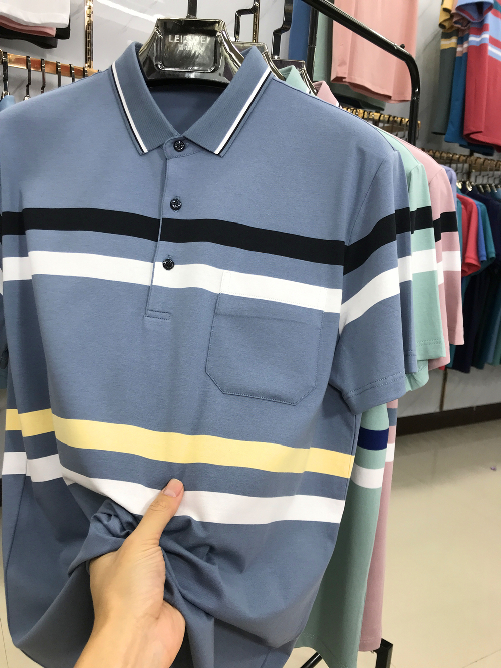 夏爸爸有口袋翻领纯棉短袖T恤 休闲POLO衫中老年宽松上衣男打底衫