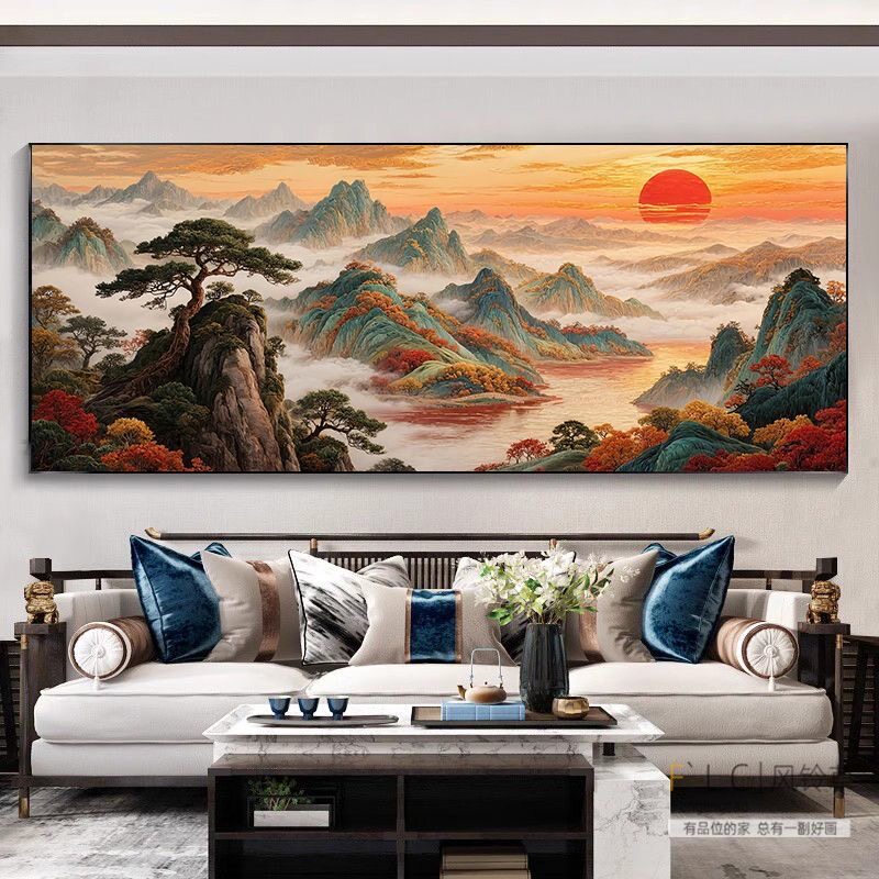 钻石画2026新款客厅山水手工diy点砖贴画满钻高级感定制十字绣