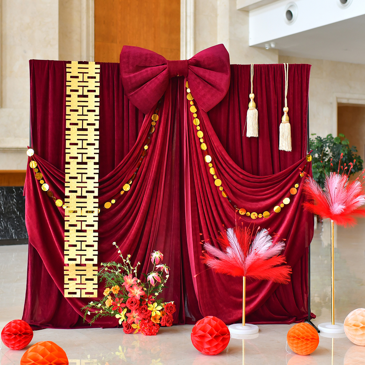 结婚院子装饰布幔铁艺