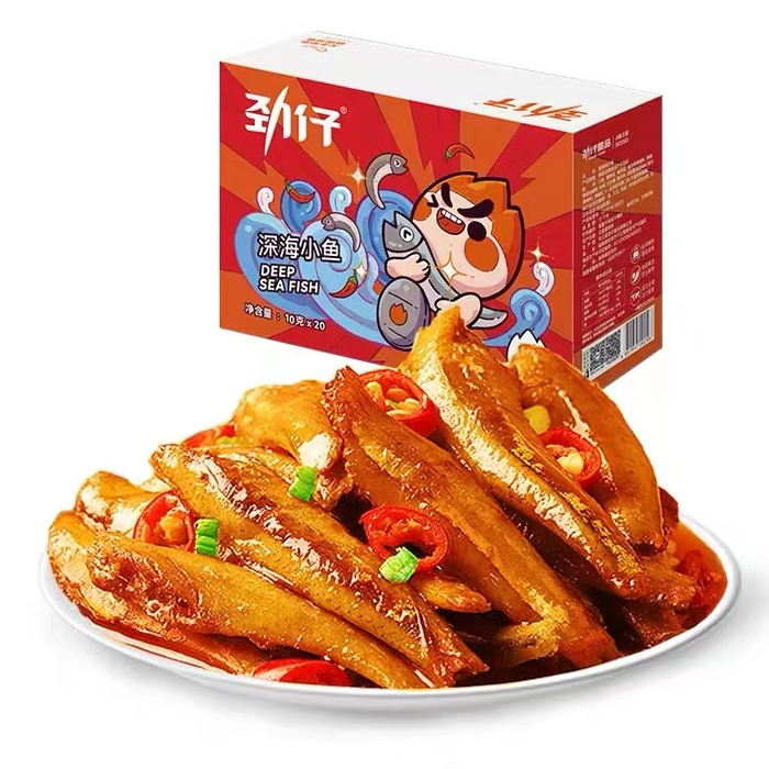 劲仔麻辣味深海小鱼200g鱼仔鱼干海味怀旧宿舍耐吃零食特产海鲜