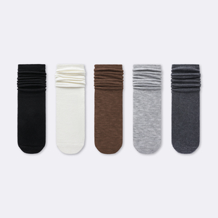 袜say 秋冬羊毛袜简约百搭长筒堆堆袜桑蚕丝纯色竖纹袜子女 基础款