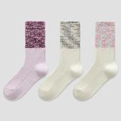 袜say 秋冬新款 牙刷纱粗线撞色拼接棉袜小香风糖果色纯棉女中筒袜